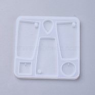 Silicone Molds, Resin Casting Molds, For UV Resin, Epoxy Resin Jewelry Making, Mixed Shape, White, 87x87x7mm, Inner Size: 16~54x14~29mm(DIY-O005-10)