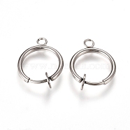 304 Stainless Steel Clip-on Earring Findings, For Non-pierced Ears, with Loop & Spring Findings, Stainless Steel Color, 17x13x4.5mm, Hole: 1.8mm(X-STAS-L238-025P)