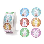 Easter Theme Self Adhesive Paper Sticker Rolls, with Rabbit Pattern, Round Sticker Labels, Gift Tag Stickers, Mixed Color, 25x0.1mm, about 500pcs/roll(DIY-C060-01)