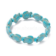 Dyed Synthetic Turquoise Tortoise Beaded Stretch Bracelet for Kids, Turquoise, Inner Diameter: 1-7/8 inch(4.7cm)(BJEW-JB09389-02)
