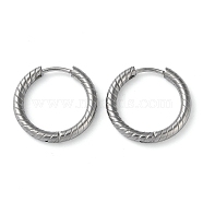 304 Stainless Steel Huggie Hoop Earrings, Stainless Steel Color, 18x19x2.5mm(EJEW-H111-01D-P)
