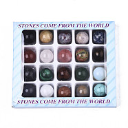 Natural & Synthetic Mixed Gemstone Beads, Gemstone Sphere, No Hole/Undrilled, Mixed Dyed and Undyed, Round, 19~20mm, Box: 15x12.6x1.8cm, about 20pcs/box(G-N0327-008)