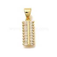 Rack Plating Brass Micro Pave Cubic Zirconia Pendants, Long-Lasting Plated, Lead Free & Cadmium Free,Real 18K Gold Plated, Letter Charms, Letter I, 15x6x2mm Hole: 5x3mm(KK-L226-100G-I)