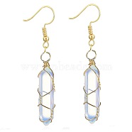 Opalite Hexagon Handmade Copper Wire Wrapped Earrings Natural Stone Column Earrings, Golden(ND6138-8)