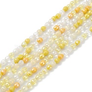 Gradient Color Electroplate Glass Bead Strands, AB Color Plated, Faceted, Teardrop, Yellow, 4.6x4mm, Hole: 1mm, about 99~101pcs/strand, 18.19~18.5 inch(46.2~47cm)(GLAA-E042-04D)