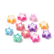 Handmade Polymer Clay Beads, Star, Mixed Color, 8.5~10.5x8.5~10.5x4.5mm, Hole: 1.6mm(X-CLAY-I010-14)