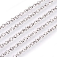 304 Stainless Steel Cable Chains, Unwelded, Oval, Stainless Steel Color, 4x3x0.8mm(CHS-L017-09D)