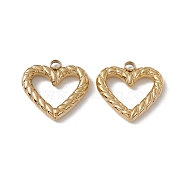 Vacuum Plating 201 Stainless Steel Pendants, Heart Charm, Real 18K Gold Plated, 16x16x3mm, Hole: 1.6mm(STAS-J401-VC718)