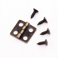Iron Hinge, with Screw, Jewelry Box Accessories, Rectangle, Antique Bronze, 12x13x3mm, Hole: 2.5mm(IFIN-WH0033-03AB)