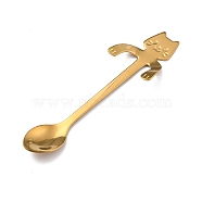 304 Stainless Steel Hanging Spoon, Cat Shape, Golden, 116x32x8.5mm(AJEW-P093-01E)