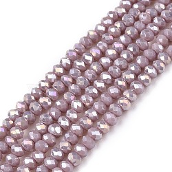 Electroplate Glass Beads Strands, Opaque Solid Color, AB Color Plated, Faceted, Rondelle, Medium Purple, 2.3~2.7x2mm, Hole: 0.4mm, about 150~155pcs/strand, 32~33cm(EGLA-A044-P1mm-B13)