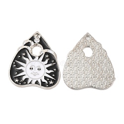 Alloy Enamel Pendants, Cadmium Free & Nickel Free & Lead Free, Platinum, Talking Board Charm, Sun, 26x22.5x1.5mm, Hole: 1.8mm(FIND-C037-03D-P)