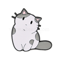 Cat Enamel Pins, Black Alloy Lapel Pin Backs for Backpack Clothes, Gray, 30.5x29mm(AL-CBA5B09-01A-EB)