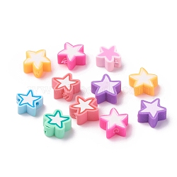 Handmade Polymer Clay Beads, Star, Mixed Color, 8.5~10.5x8.5~10.5x4.5mm, Hole: 1.6mm(X-CLAY-I010-14)