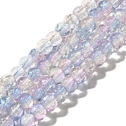 Crackle Glass Beads Strands, Round, Two Tone, Cornflower Blue, 6~6.5mm, Hole: 1.2mm, about 151pcs/strand, 31.42 inch(79.8cm)(CCG-C002-6mm-09)