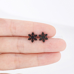 Christmas Snowflake 304 Stainless Steel Stud Earrings, Black, 10x9mm(FS-WG2939F-03)