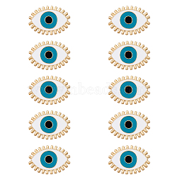 10Pcs Evil Eye Enamel Pins, Light Gold Alloy Brooch for Backpack Clothing, White, 17x24.5x10mm, Pin: 1mm(JEWB-HY0001-28)