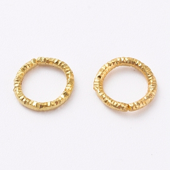 Iron Textured Jump Rings, Soldered Jump Rings, Closed Jump Rings, for Jewelry Making, Golden, 18 Gauge, 7.5~8.5x1mm, Inner Diameter: 5.5mm