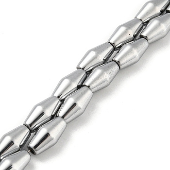 Electroplated Synthetic Magnetic Hematite Beads Strands, Bicone, Platinum Plated, 6.2~6.5x12~12.5mm, Hole: 1.4mm, about 33pcs/strand, 16.89''(42.9cm)