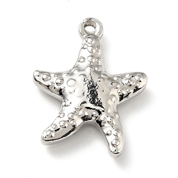 201 Stainless Steel Machine Polishing Pendants, Starfish, Stainless Steel Color, 18.5x14.5x3.5mm, Hole: 1.4mm