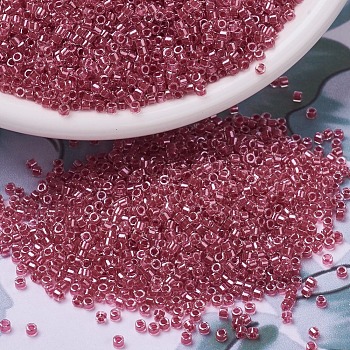 MIYUKI Delica Beads, Cylinder, Japanese Seed Beads, 11/0, (DB0914) Sparkling Rose Lined Crystal, 1.3x1.6mm, Hole: 0.8mm, about 20000pcs/bag, 100g/bag
