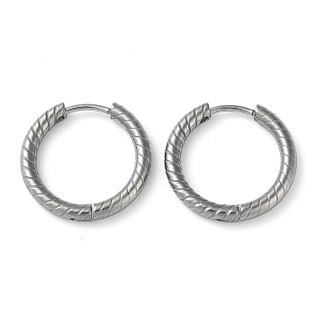 304 Stainless Steel Huggie Hoop Earrings, Stainless Steel Color, 18x19x2.5mm