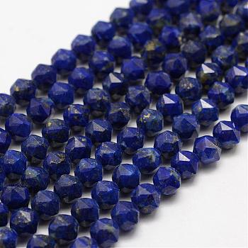Natural Lapis Lazuli Beads Strands, Grade A, Faceted, Round, 6~6.5mm, Hole: 1mm, about 66pcs/strand, 14.5~14.7 inch(37~37.5cm)