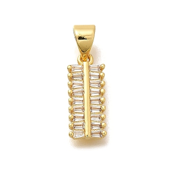 Rack Plating Brass Micro Pave Cubic Zirconia Pendants, Long-Lasting Plated, Lead Free & Cadmium Free,Real 18K Gold Plated, Letter Charms, Letter I, 15x6x2mm Hole: 5x3mm