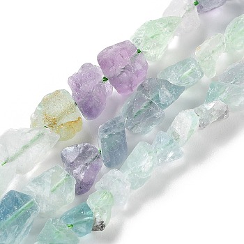 Raw Rough Natural Fluorite Beads Strands, Nuggets, 4~11x4.5~14.5x4.5~14.5mm, Hole: 0.8mm, about 41~43pcs/strand, 15.35~15.94''(39~40.5cm)