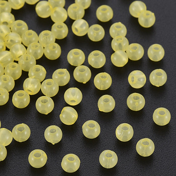 Imitation Jelly Acrylic Bead Caps, Round, Yellow, 4x3mm, Hole: 1.6mm, about 15000pcs/500g