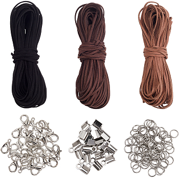 DIY Faux Suede Cord Necklaces/Bracelets Making Kits, Mixed Color, 9x4x3.5mm, Hole: 2mm