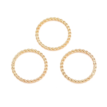 Brass Soldered Closed Jump Rings, Twist Round, Real 24K Gold Plated, 12x1.2mm, Inner Diameter: 10mm