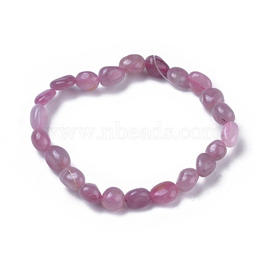Natural Rose Quartz Bead Stretch Bracelets(X-BJEW-K213-30)-2