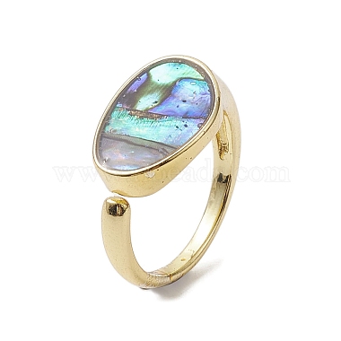 Brass with Abalone Shell Adjustable Rings(RJEW-K257-53G)-2