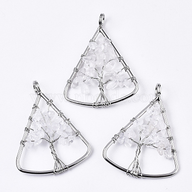 Platinum Triangle Quartz Crystal Pendants