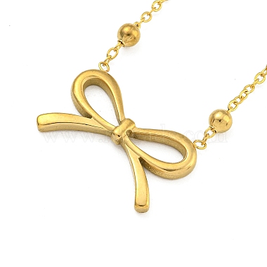 Brass Bowknot Pendant Necklaces(NJEW-B115-01G-02)-2