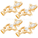 8Pcs Brass Micro Pave Clear Cubic Zirconia Fold Over Clasps, Bowknot, Real 18K Gold Plated, 28mm(KK-BBC0018-55)