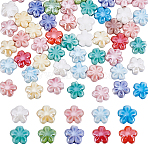 60Pcs Glazed Porcelain Beads, Glossy Ceramic Beads, Flower, Mixed Color, 11.5x11.5x5.5mm, Hole: 1.6mm(PORC-HY0001-11)