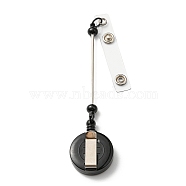 Iron & Plastic Beadable Badge Reels, Retractable Badge Holders, Flat Round, Black, 200x32x14.5mm(AJEW-G055-01D)