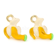 Alloy Enamel Pendants, Fruits Charms, Banana, 14x13x10mm, Hole: 1.8mm(PALLOY-S032-01A-08)