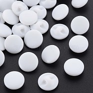 1-Hole Resin Buttons, Flat Round, White, 12.5x5mm, Hole: 1.2mm(BUTT-N018-058B-01)