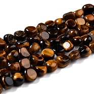 Natural Tiger Eye Beads Strands, Nuggets, Tumbled Stone, 8~11x7.5~9x4.5~7mm, Hole: 0.8mm, about 42pcs/strand, 15.94''(40.5cm)(G-G018-17)