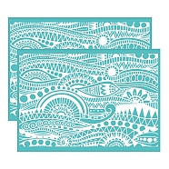 Self-Adhesive Silk Screen Printing Stencil, for Painting on Wood, DIY Decoration T-Shirt Fabric, Turquoise, Ocean Themed Pattern, 195x140mm(DIY-WH0337-051)