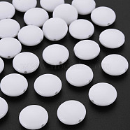 Opaque Acrylic Beads, Flat Round, White, 9x4mm, Hole: 1mm, about 2710pcs/500g(SACR-S300-11D-01)