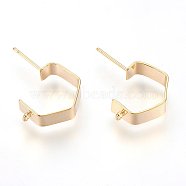 Brass Ear Stud Findings, with Loop, Nickel Free, Real 18K Gold Plated, 17x5mm, Hole: 1mm, Pin: 1mm(X-KK-S345-022G)
