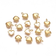 304 Stainless Steel Pendant Cabochon Settings, Heart, Golden, Tray: 4x5.5mm, 10x7x2.2mm, Hole: 2mm(STAS-F222-025G)