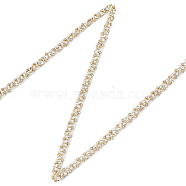 1 Yard Crystal Hotfix Rhinestone Bridal Belt Trim Chain, Polyester Rhinestone Appliques, Golden, 13~14x4.2mm(DIY-FG0004-44A)