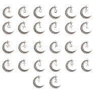 26Pcs Alloy Letter Pendants, Moon, Letter A~Z, 41x34x1.5mm, Hole: 2mm, 26 styles /set(PALLOY-JF02578)