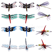 Waterproof PVC Anti-collision Window Stickers, Glass Door Protection Window Stickers, Mixed Dragonfly Patterns, Mixed Color, 8.8~14.5x8.3~13.7x0.05cm, 12pcs/set(DIY-WH0304-303)