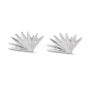 304 Stainless Steel Grass Stud Earrings for Women, Stainless Steel Color, 25x15mm, Pin: 0.7mm(EJEW-F300-04P)